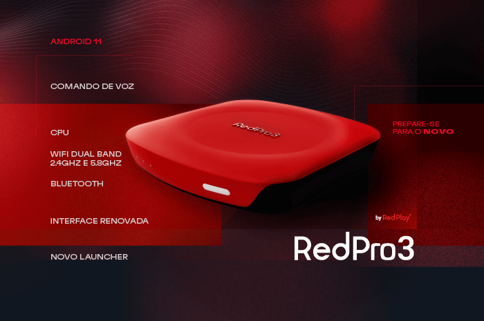RedStick 2: Receptor IPTV 4K Full HD Wi-Fi com Comando de Voz e